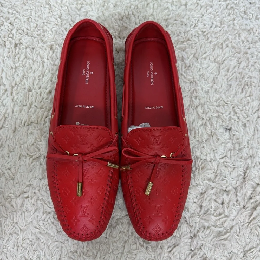 Louis Vuitton Gloria Leather Flats Size 38.5 Red‎ Women’s - Picture 4 of 11